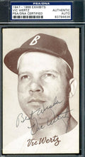 Vic Wertz Psa/dna Signed 1947 Exhibit Postcard Authentic Autograph
