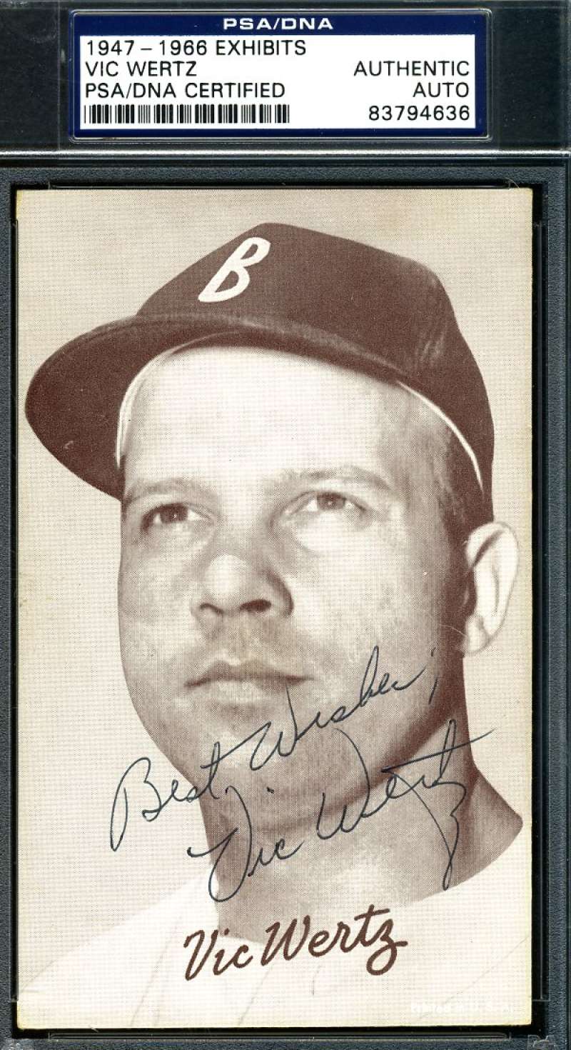Vic Wertz Psa/dna Signed 1947 Exhibit Postcard Authentic Autograph