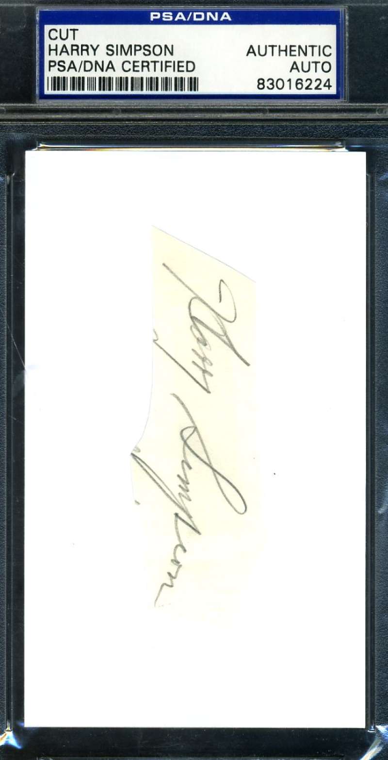 Harry Suitcase Simpson Psa/dna Signed 3x5 Index Card Cut Authenticated Autograph
