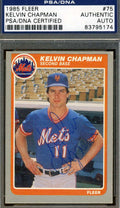 Kelvin Chapman Rare Mets Psa/dna Signed 1985 Fleer Authenticated Autograph