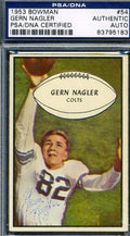 Gern Nagler Psa/dna Signed 1953 Bowman Authenticated Autograph