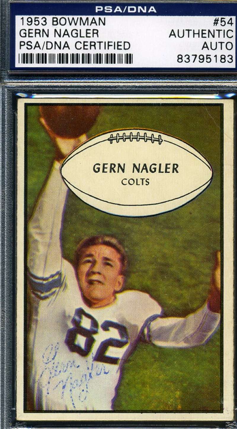 Gern Nagler Psa/dna Signed 1953 Bowman Authenticated Autograph