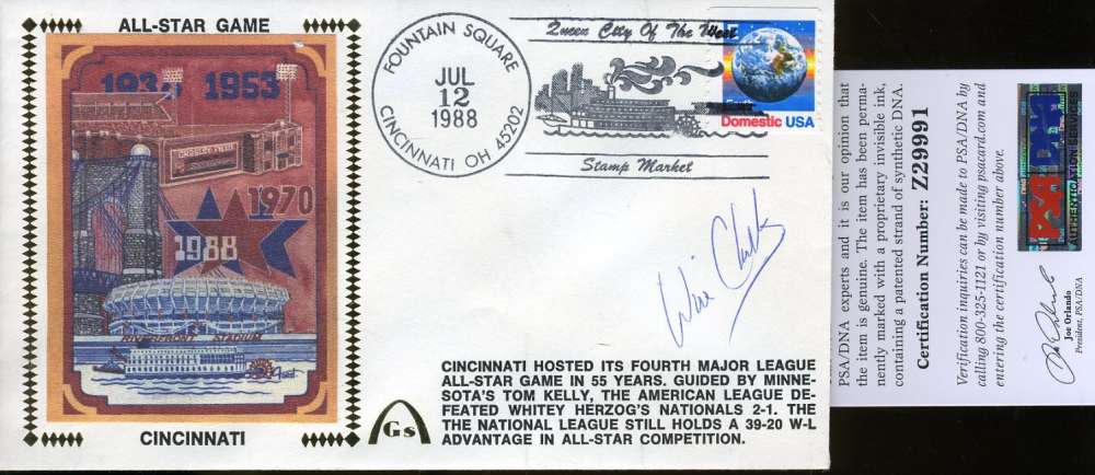 Will Clark Signed Psa/dna Certified 1988 All Star Fdc Authenticated Autograph