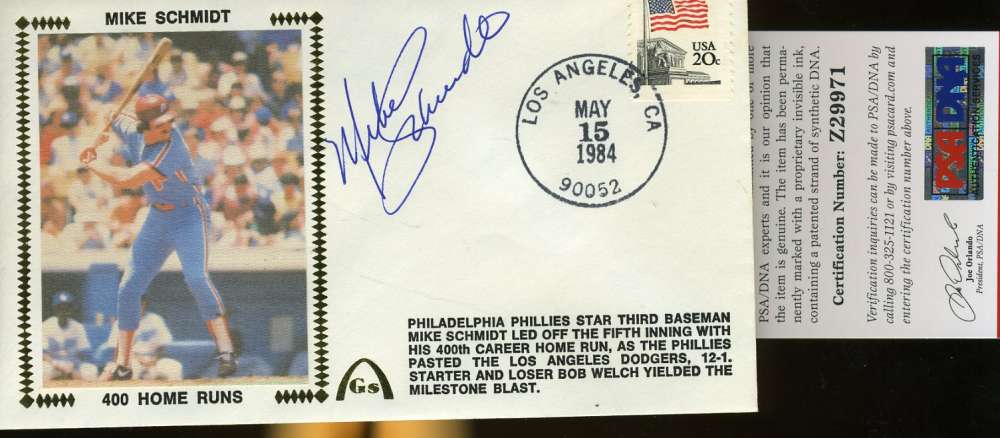 Mike Schmidt Signed Psa/dna Certified 400 Hrs Fdc Authenticated Autograph
