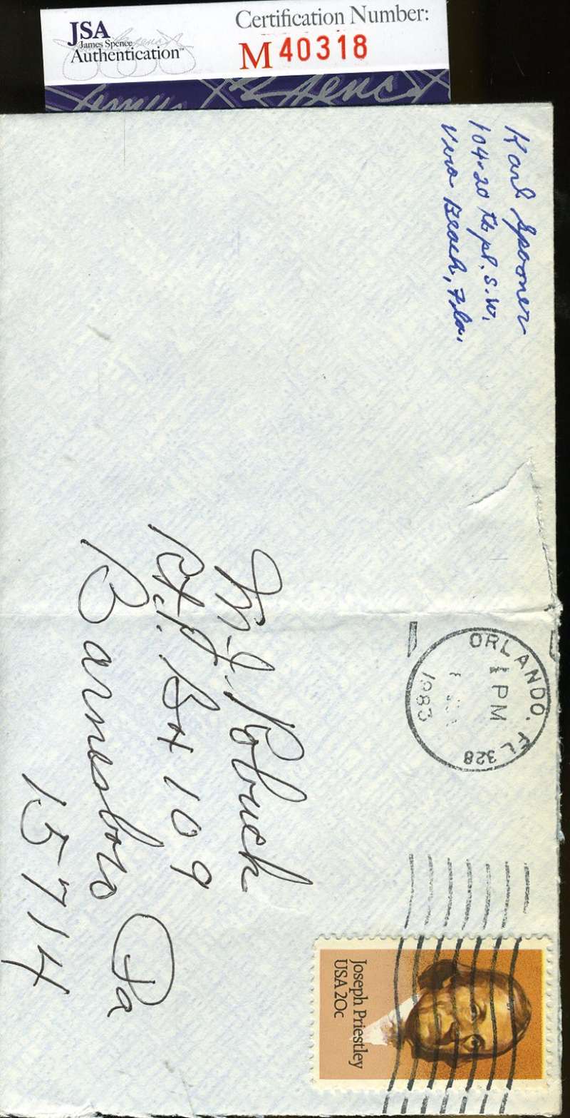 Karl Spooner 1955 Dodgers Signed Jsa Envelope Authentic Autograph