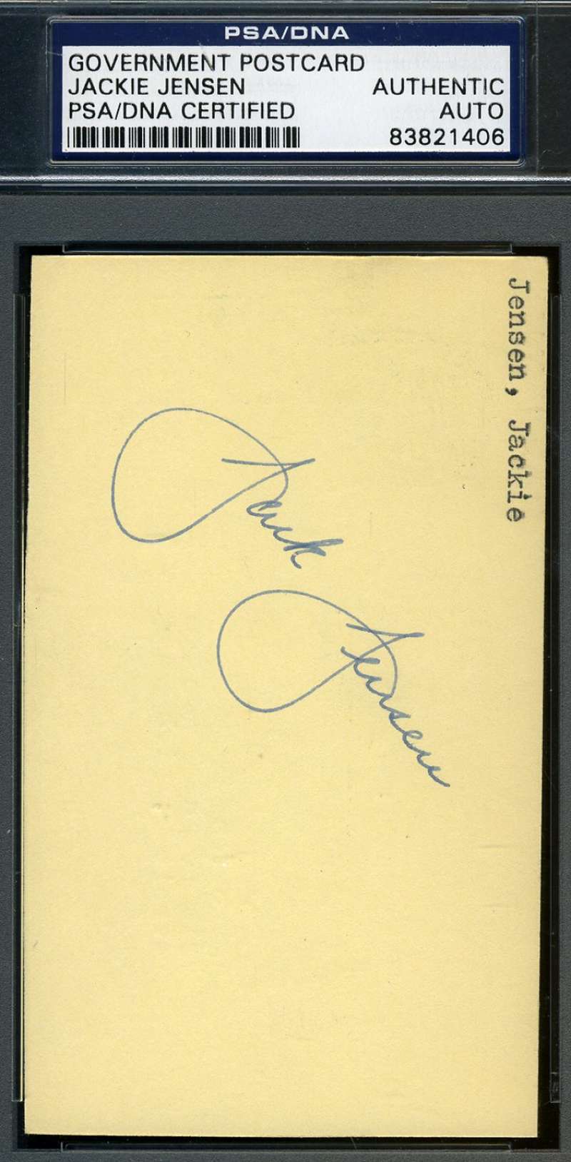 Jackie Jensen 1957 Signed Psa/dna Cert Gpc Govt Pc Authentic Autograph