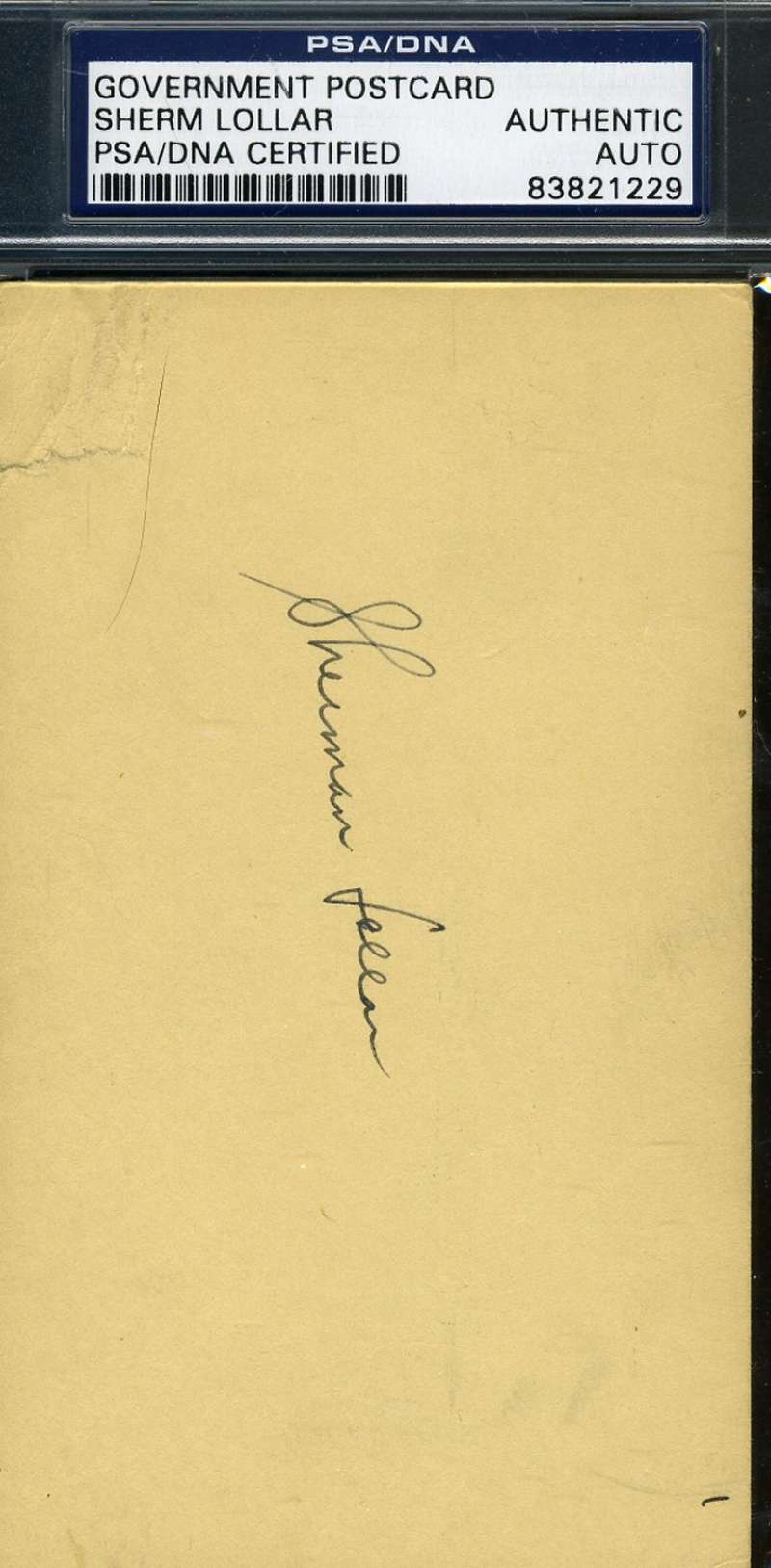 Sherm Lollar 1950 Signed Psa/dna Cert Gpc Govt Pc Authentic Autograph
