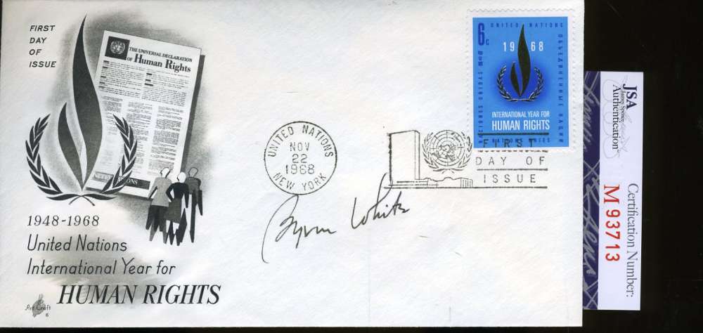 Byron Whizzer White Signed Jsa Fdc First Day Cover Authentic Autograph
