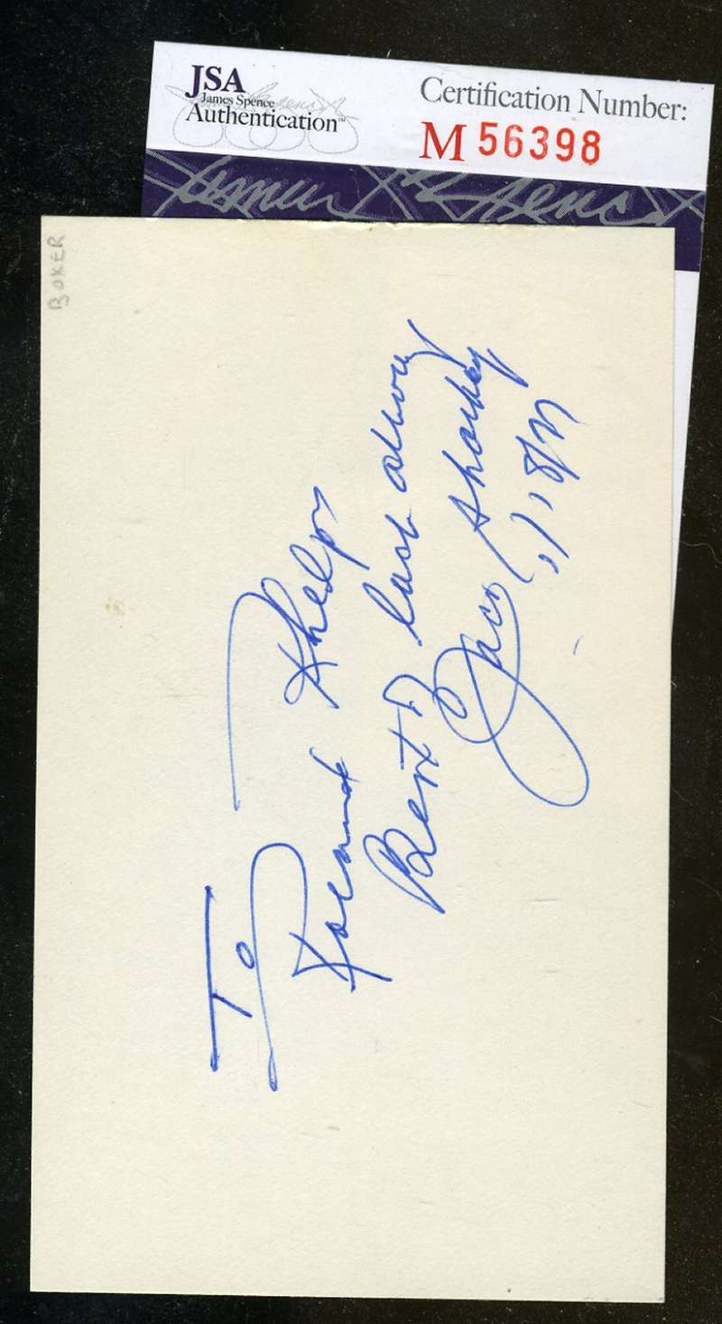 Jack Sharkey Signed Jsa 3x5 Index Card Authentic Autograph