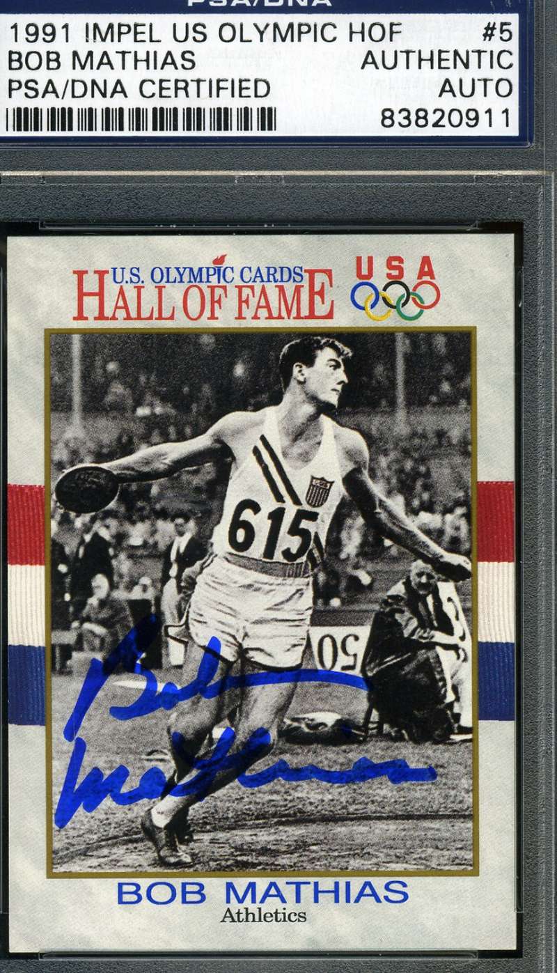 Bob Mathias 1991 Impel Olympics Signed Psa/dnaauthentic Autograph