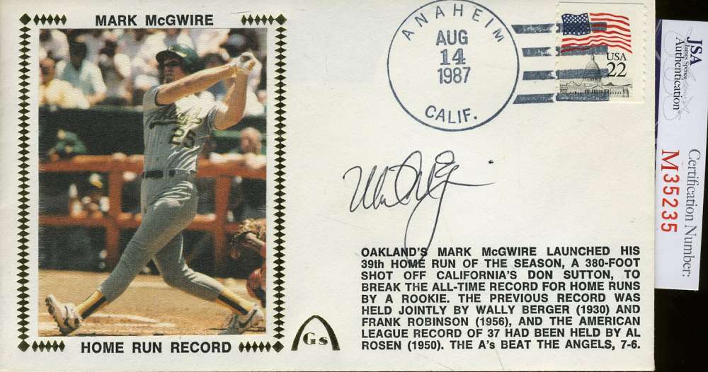 Mark Mcgwire Jsa Certed Signed Fdc Authentic Autograph