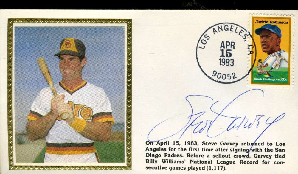 Steve Garvey Jsa Cert Sticker Fdc First Day Cover Authentic Autograph