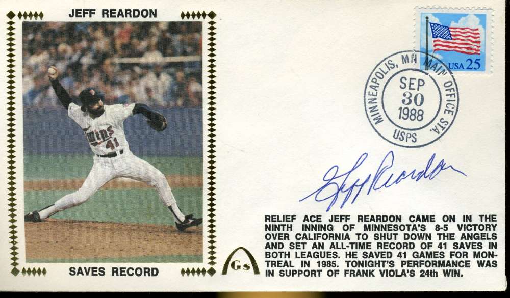 Jeff Reardon Jsa Cert Sticker Fdc First Day Cover Authentic Autograph