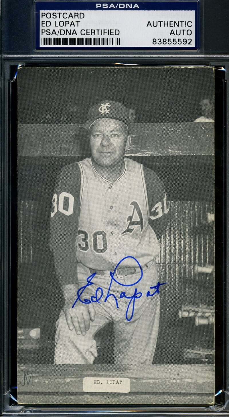 Ed Lopat Psa/dna Photo Postcard Signed Authentic Autograph