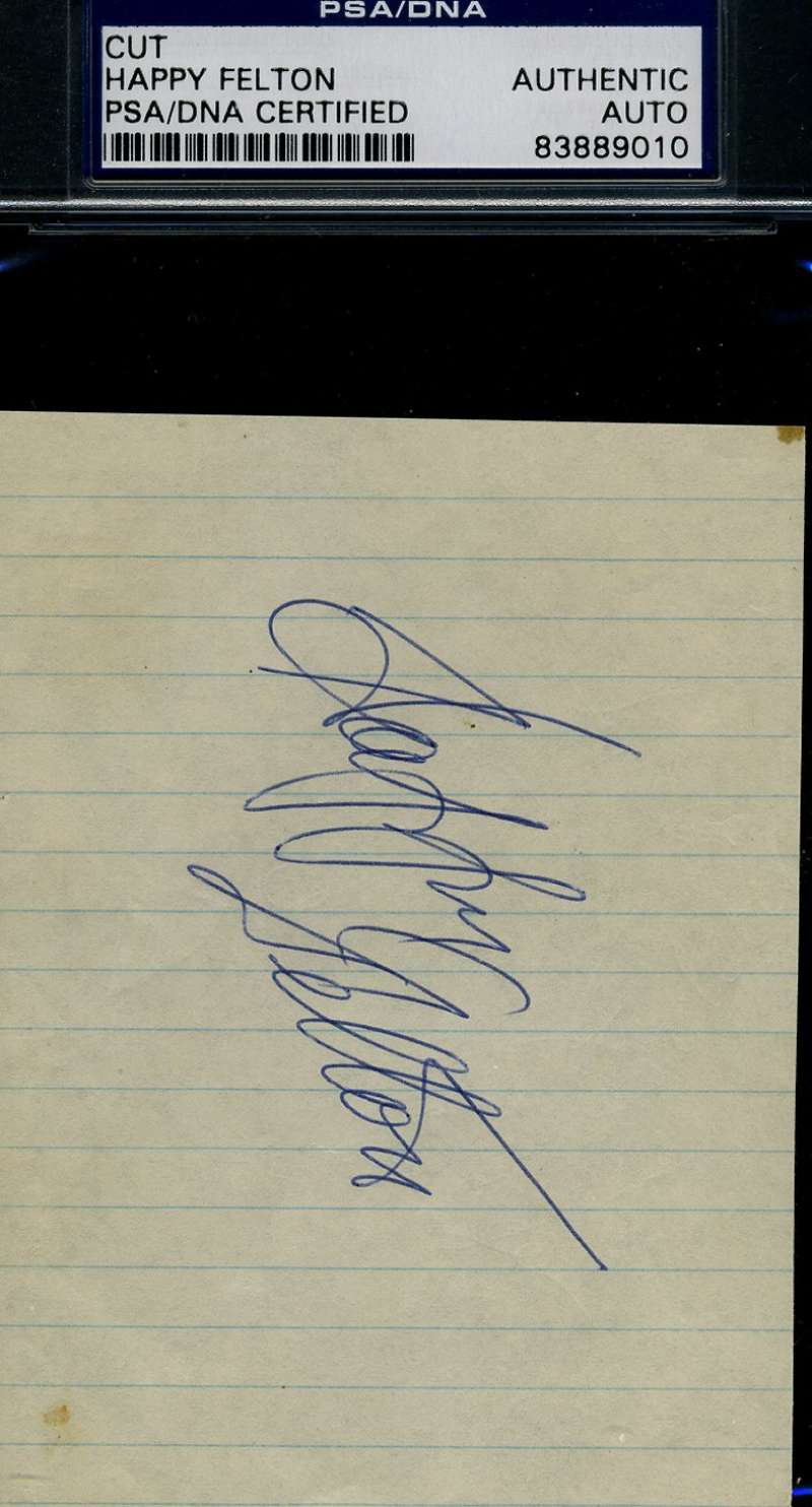 Happy Felton Dodgers Signed Psa/dna Certified 3x5 Index Cut Authentic Autograph