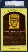 Joe Mccarthy Signed Psa/dna Cert Gold Hof Plaque Authentic Autograph