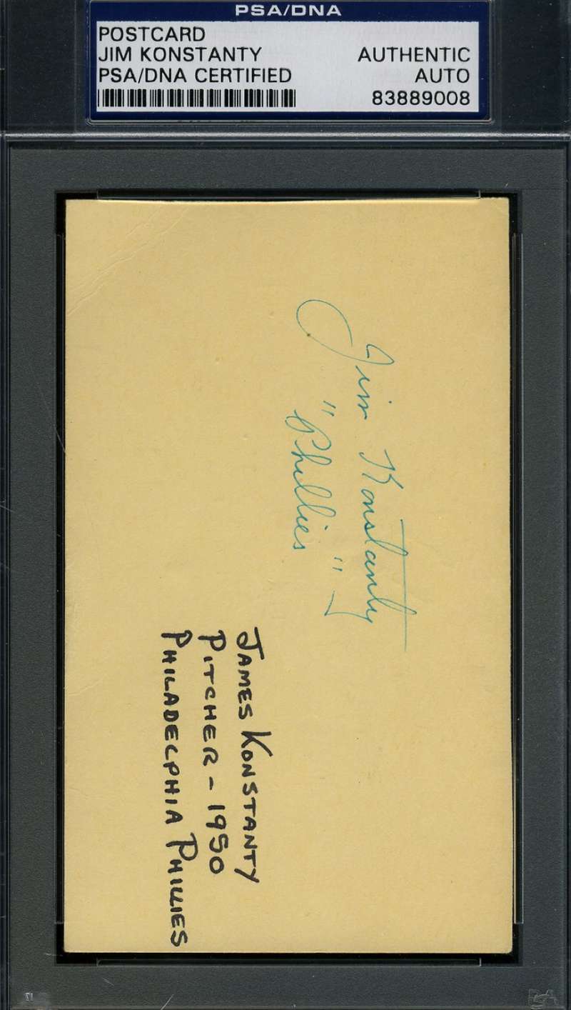 Jim Konstanty 1950 Signed Psa/dna Gpc Government Postcard Authentic Autograph
