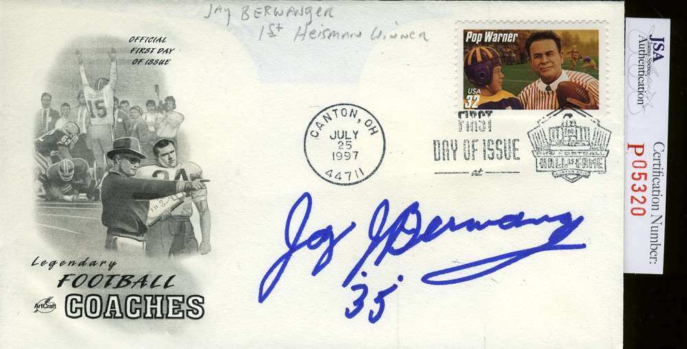 Jay Berwanger Heisman Jsa Certified Fdc First Day Cover Authentic Autograph