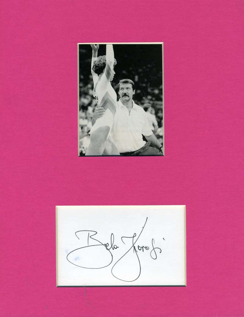 Bela Karolyi Jsa Signed 3x5 Index Cut With Photo Authentic Autograph