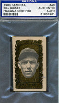 Bill Dickey 1963 Bazooka Psa/dna Coa Signed Original Authentic Autograph
