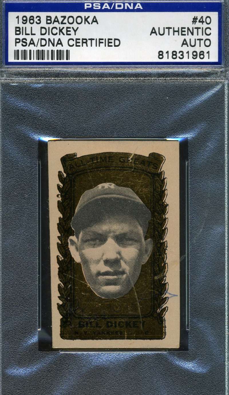 Bill Dickey 1963 Bazooka Psa/dna Coa Signed Original Authentic Autograph