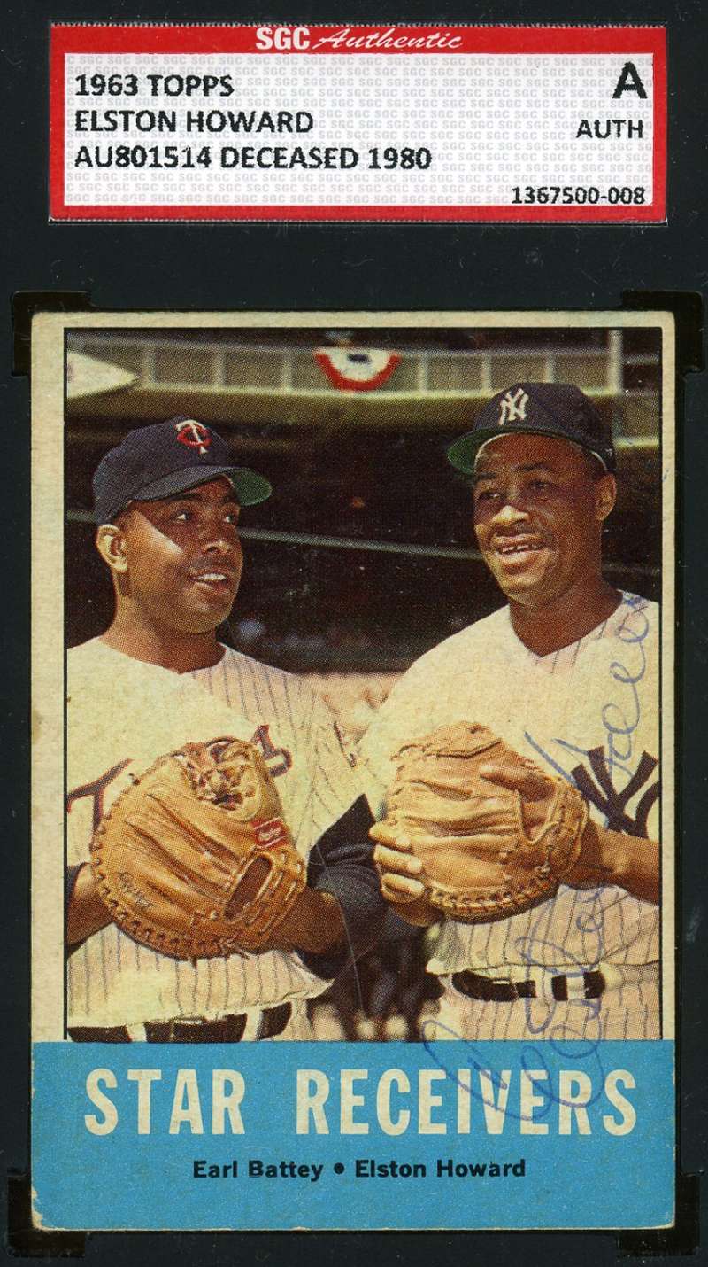 Elston Howard 1963 Topps Sgc Coa Signed Original Authentic Autograph