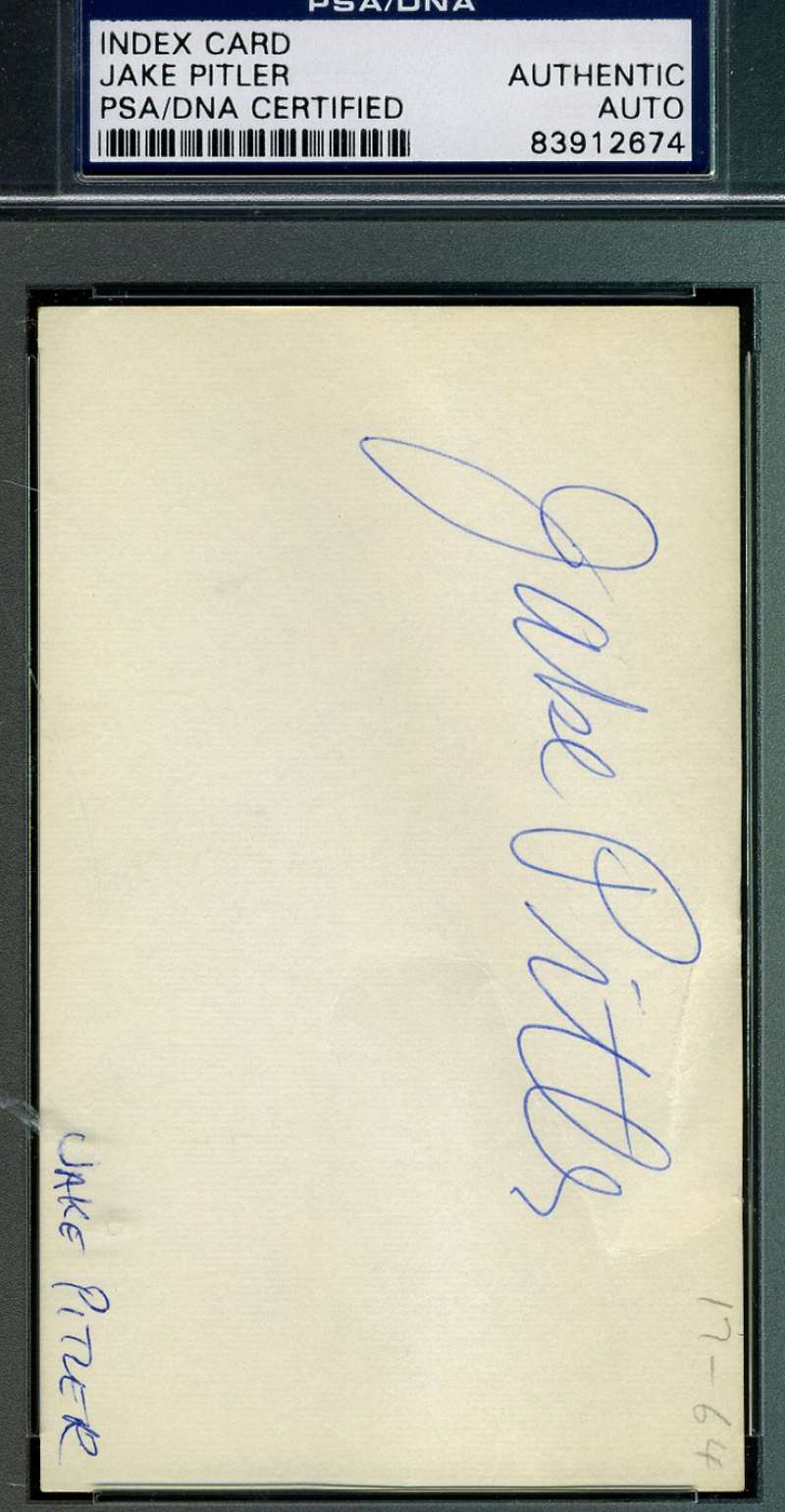 Jake Pitler D.68 Psa/dna Coa Hand Signed 3x5 Index Card Authentic Autograph