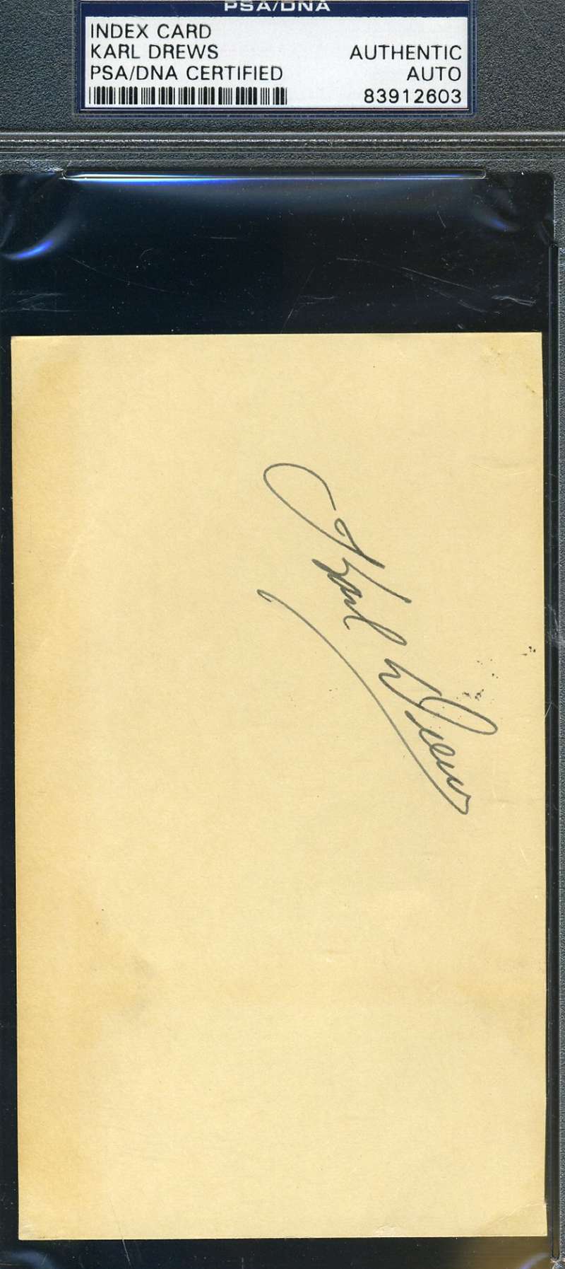 Karl Drews D.63 Psa/dna Coa Hand Signed 3x5 Index Card Authentic Autograph