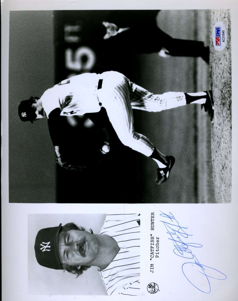 Jim Catfish Hunter Psa/dna Coa Hand Signed 8x10 Photo Authenticated Autograph