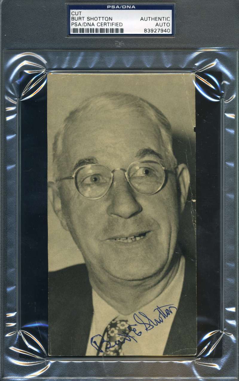 Burt Shotton Psa/dna Coa Hand Signed 3x7 Photo Authenticated Autograph