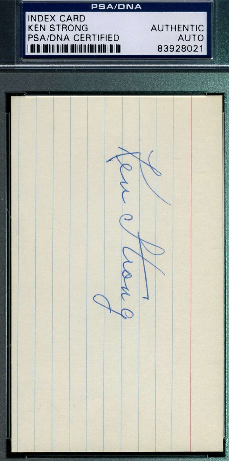 Ken Strong Psa/dna Hand Signed 3x5 Index Card Authentic Autograph