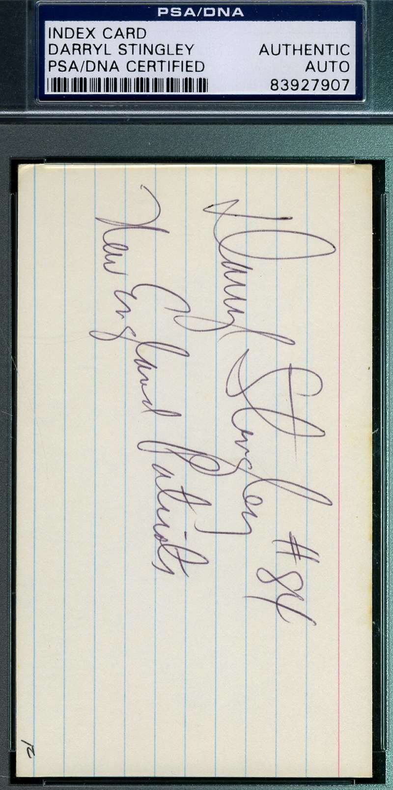 Darryl Stingley Vintage Psa/dna Hand Signed 3x5 Index Card Authentic Autograph