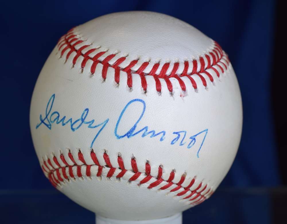 Sandy Amoros Bas Beckett Coa Hand Signed National League Autograph Baseball