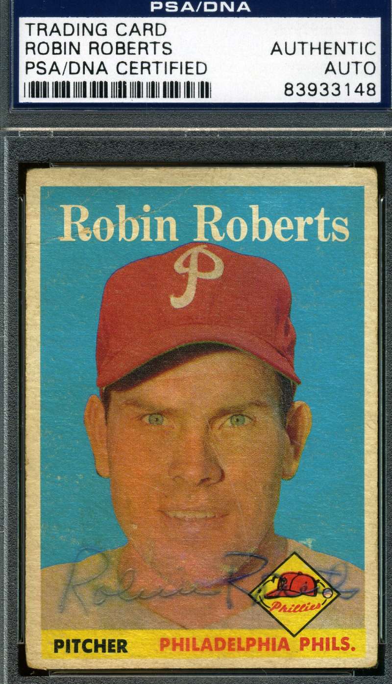 Robin Roberts Topps 1958 Psa/dna Coa Signed Original Authentic Autograph
