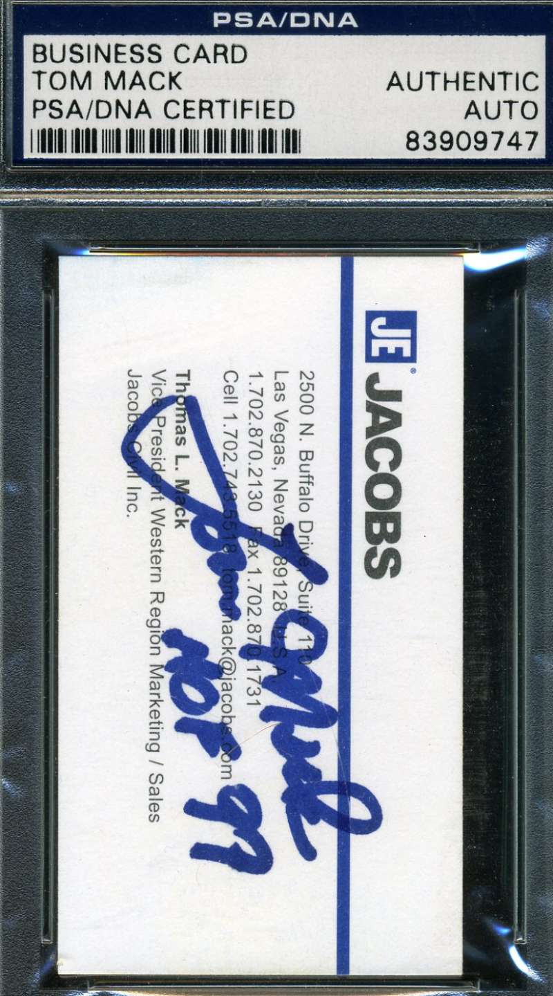 Tom Mack Signed Personal Business Card Psa/dna Authentic Autograph