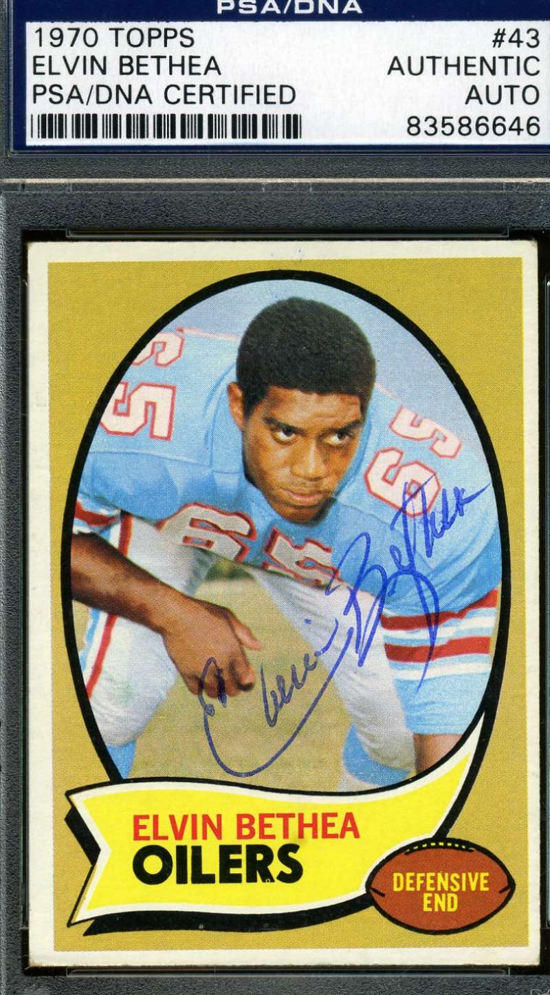Elvin Bethea 1970 Topps Rookie Signed Psa/dna Authentic Autograph