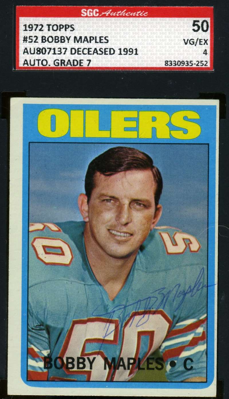 Bobby Maples D.91 1972 Topps Signed Sgc Authentic Autograph