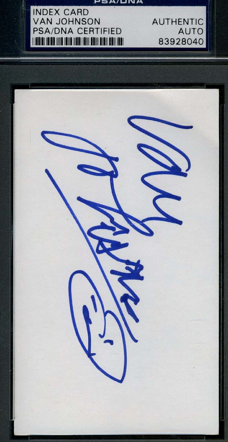 Van Johnson Psa/dna Coa Hand Signed 3x5 Index Card Authentic Autograph