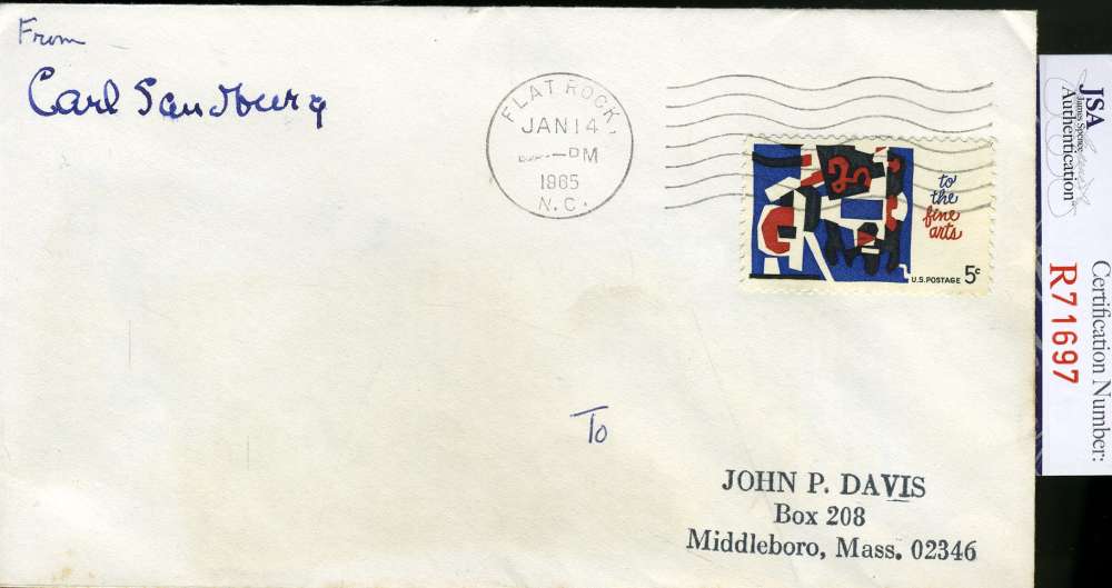 Carl Sandburg Jsa Coa Hand Signed Fdc Authenticated Autograph