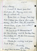Ken Strong Jsa Coa Hand Signed  Handwritten Letter Authentic Autograph