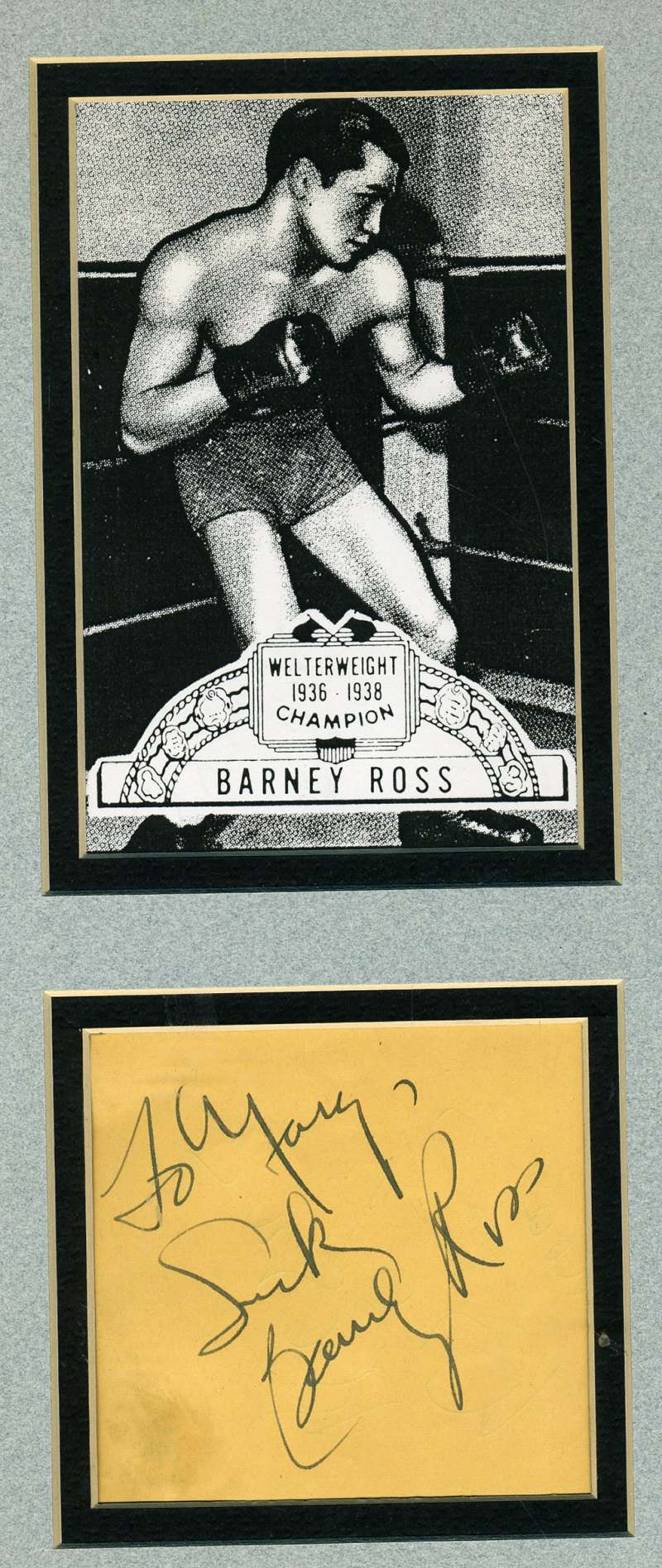 Barney Ross Jsa Coa Hand Signed  Album Page Authentic Autograph