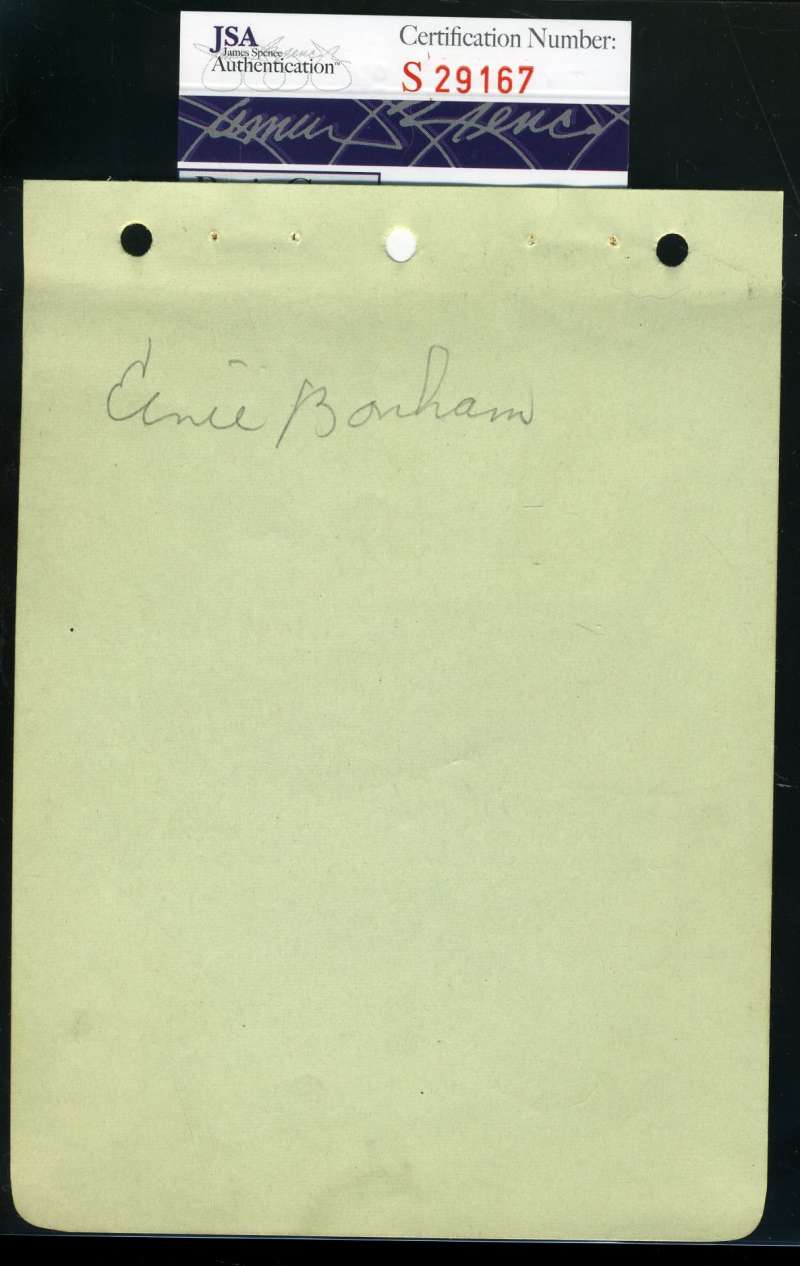 Ernie Bonham Jsa Coa Certified Authentic Hand Signed Album Page Autograph