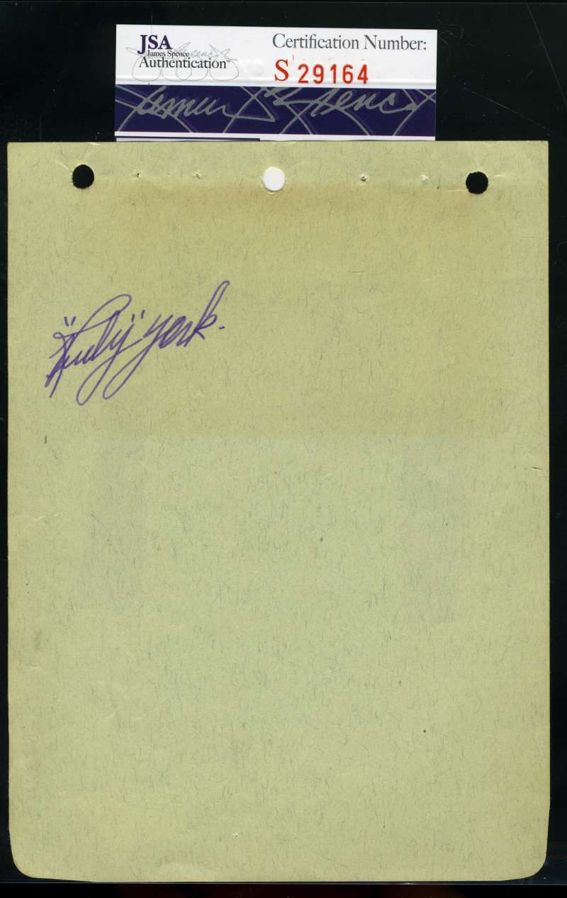 Rudy York Jsa Coa Certified Authentic Hand Signed Album Page Autograph