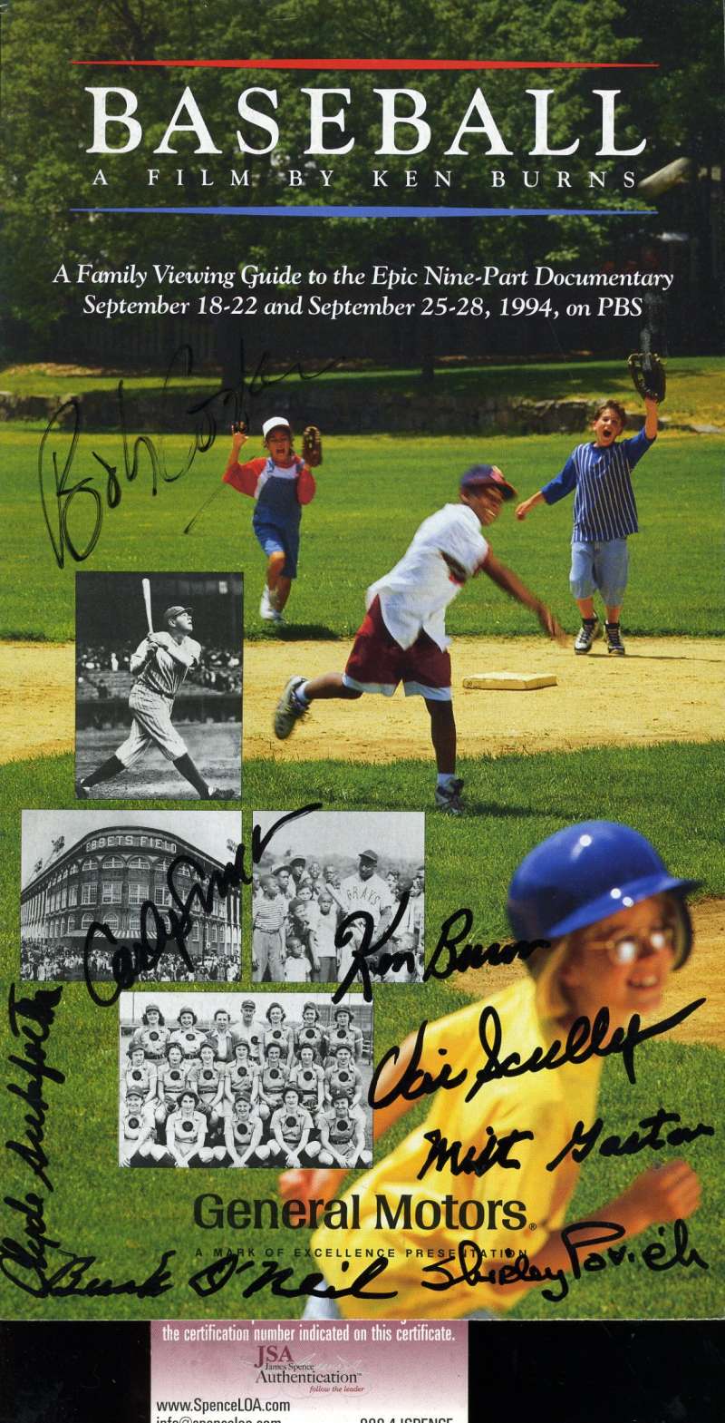 Vin Scully Jsa Signed By 8 Ken Burns Baseball Booklet Authenticated Autograph