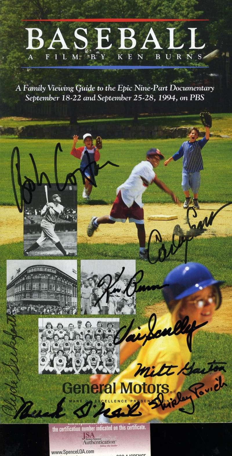 Vin Scully Jsa Hand Signed By 8 Ken Burns Baseball Booklet Autograph