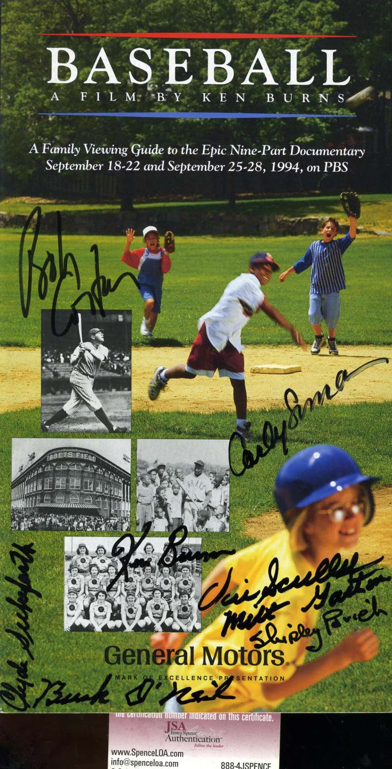 Vin Scully Jsa Signed By 8 Ken Burns Baseball Booklet Certified Autograph