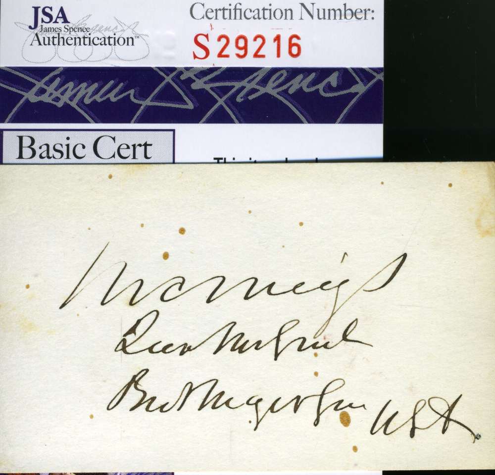 General Montgomery Meigs Jsa Hand Signed Business Card Cut Authentic Autograph