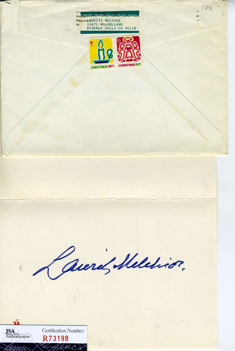Lauritz Melchior Jsa Coa Hand Signed Greeting Card Authentic Autograph