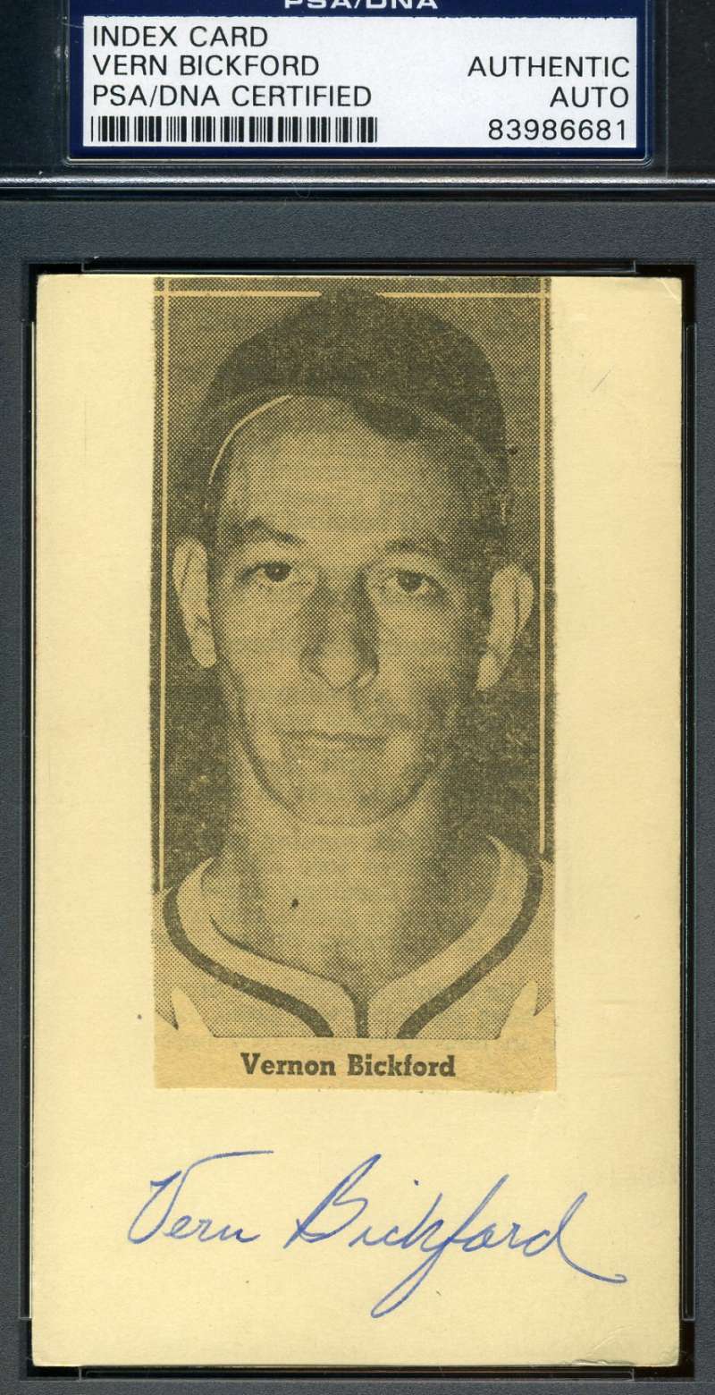 Vern Bickford D.60 Signed 3x5 Index Card Psa/dna Authentic Autograph