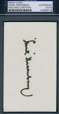 Hank Greenberg Signed 3x5 Index Card Psa/dna Coa Authentic Autograph